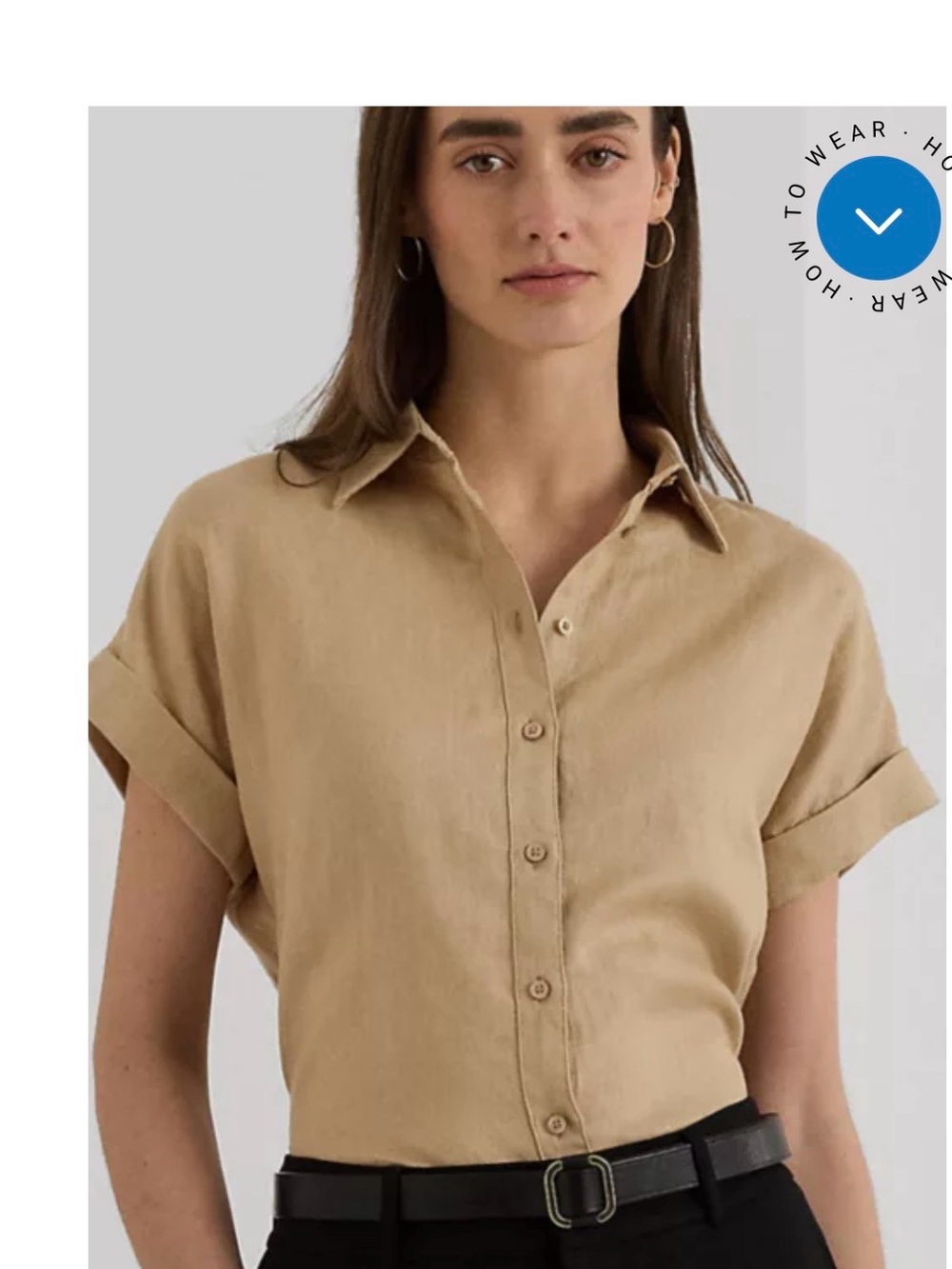 Ralph Lauren Short-Sleeve Button-Down Shirt in Tan